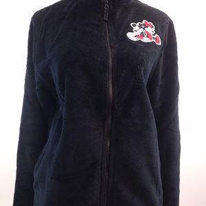 Disney Minnie Mickey Mouse Black Fleece Jacket